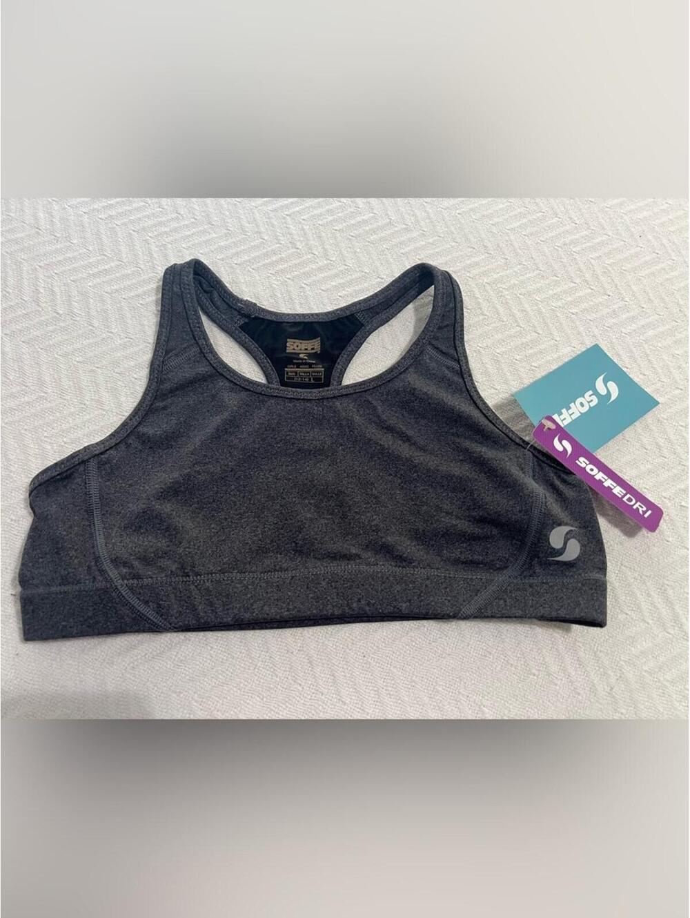Soffe Dark Charcoal Racerback Sports Bra girls Large 12-14